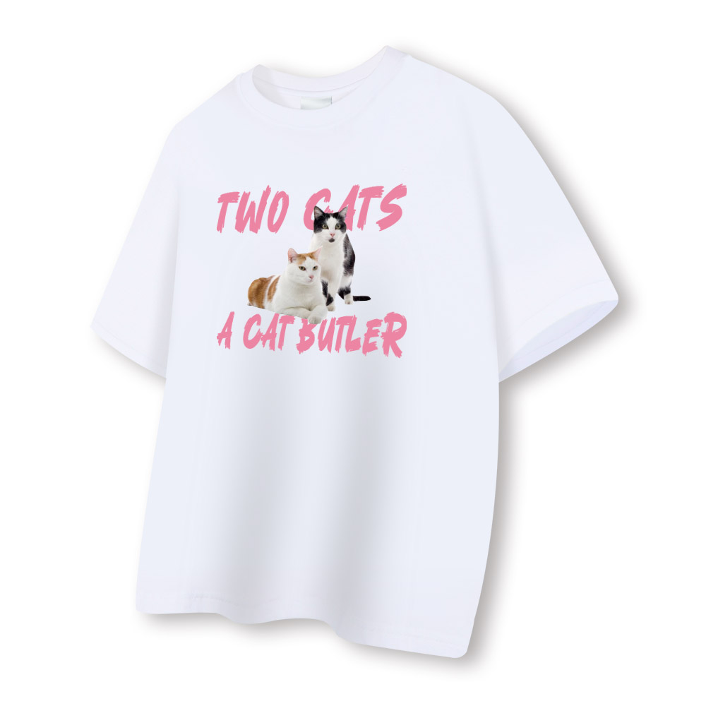[국내생산/자체제작] 켓버틀러 반팔 티셔츠 루즈핏 빅사이즈 귀여운 고양이 프린팅