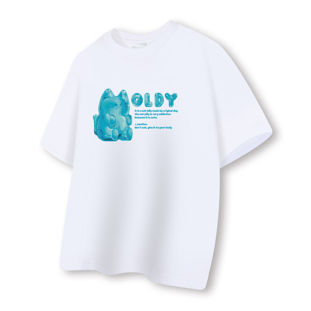 [국내생산/자체제작] 귀여운 젤리 고양이 반팔 티셔츠 루즈핏 남녀공용 빅사이즈